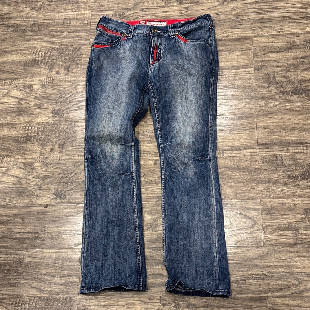 Vintage Pepe Jeans Women's Boot Cut Denim with Red Details - 33